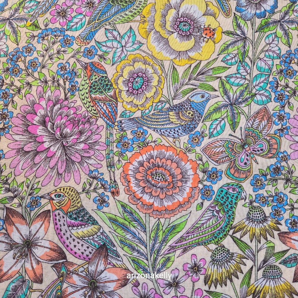 NWOT J. Jill Birds and Flowers Square Scarf - Picture 4 of 12